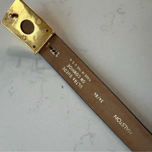 Green Suede Belt with Gold Buckle Size 34/86